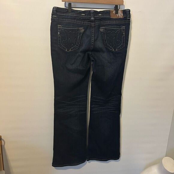 MEK NDM Moscow Made for Buckle Boot Cut Thick Stitch Distressed Dark Wash Sz 34x - Picture 8 of 15